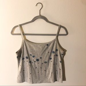 Vintage Anxiety Cafe Floral Crop Top Tank Large